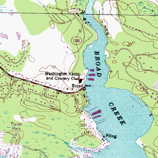 Topographic Map of Washington Yacht and Country Club, NC