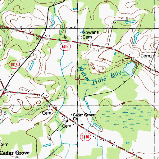 Topographic Map of Water Hole Bay, NC