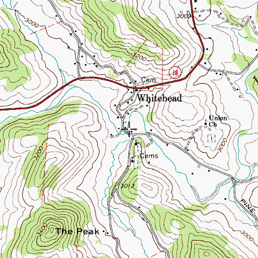 Topographic Map of Waterfalls Creek, NC