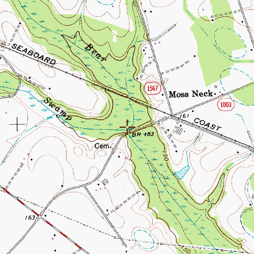 Topographic Map of Watering Hole Swamp, NC