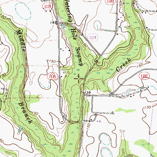 Topographic Map of Watering Hole Swamp, NC