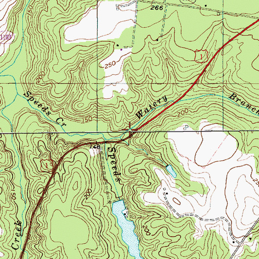 Topographic Map of Watery Branch, NC