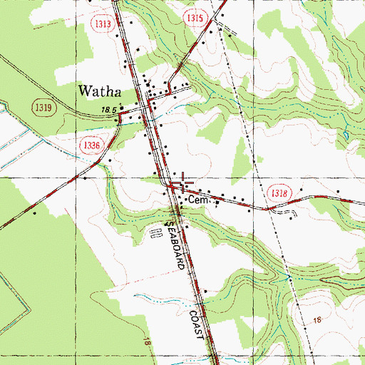 Topographic Map of Watha, NC
