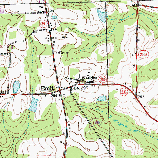 Topographic Map of Watkins Chapel, NC