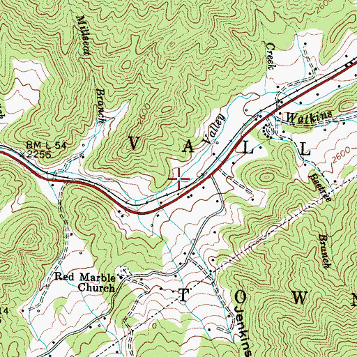 Topographic Map of Watkins Creek, NC