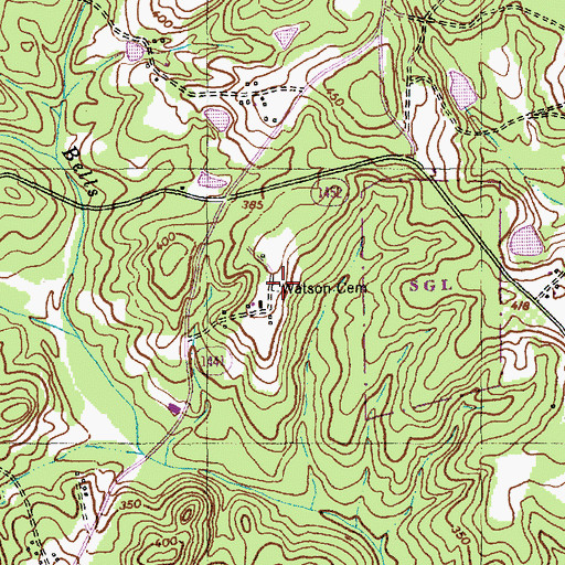 Topographic Map of Watson Cemetery, NC