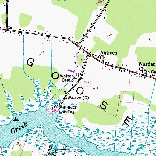 Topographic Map of Watson Cemetery, NC