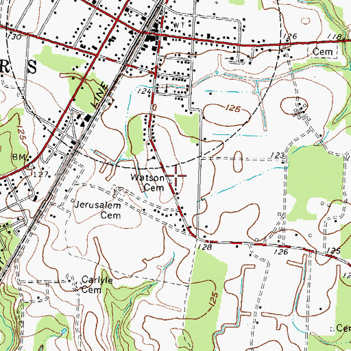 Topographic Map of Watson Cemetery, NC