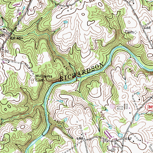 Topographic Map of Watson Creek, NC