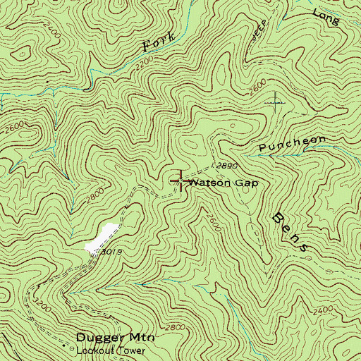 Topographic Map of Watson Gap, NC