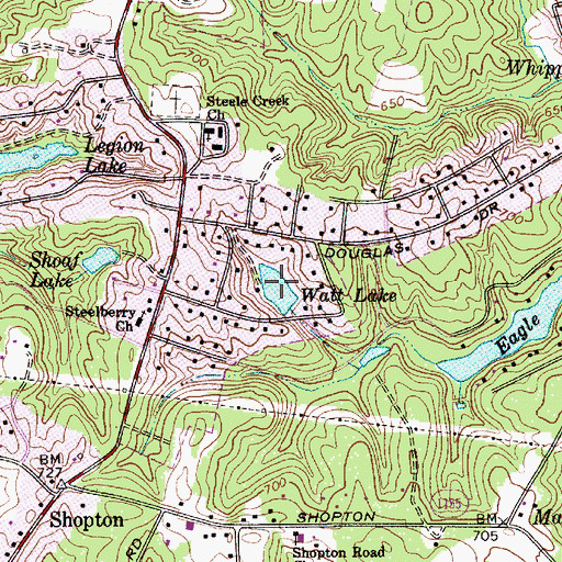Topographic Map of Watt Lake, NC
