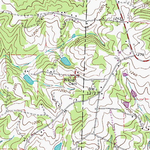 Topographic Map of Waugh Cemetery, NC
