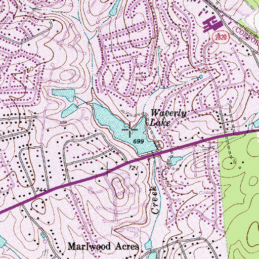 Topographic Map of Waverly Lake, NC