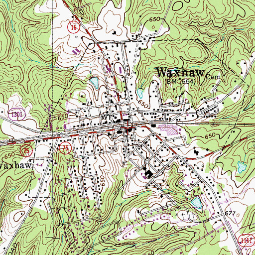 Topographic Map of Waxhaw, NC