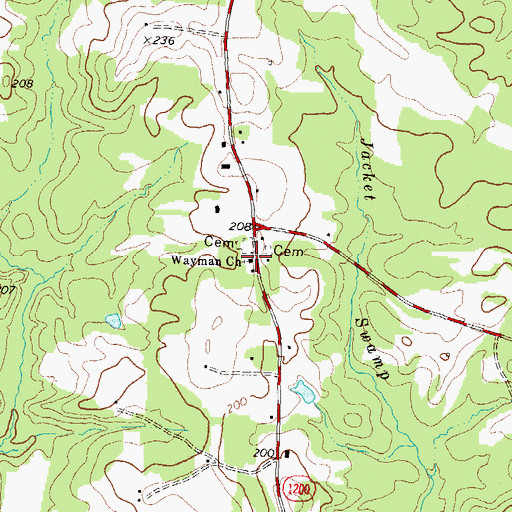 Topographic Map of Wayman Church, NC