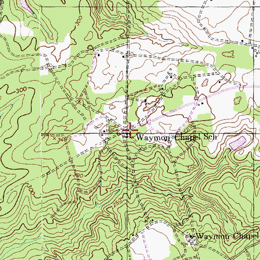 Topographic Map of Waymon Chapel School, NC