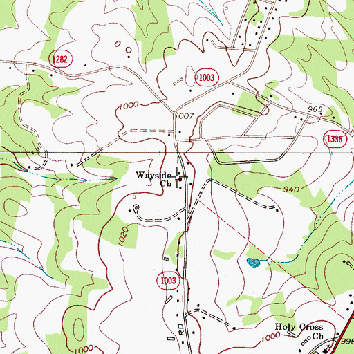 Topographic Map of Wayside Church, NC