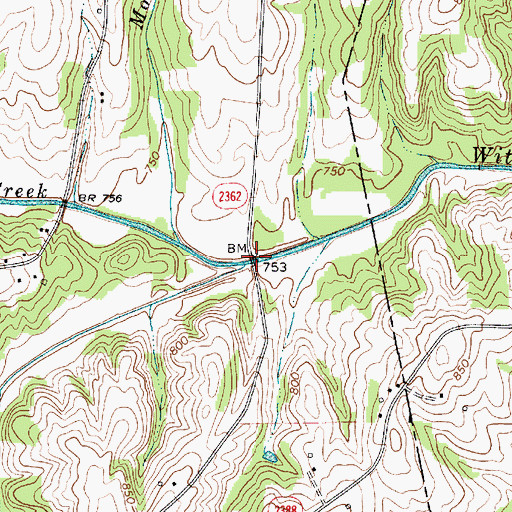 Topographic Map of Weathers Creek, NC