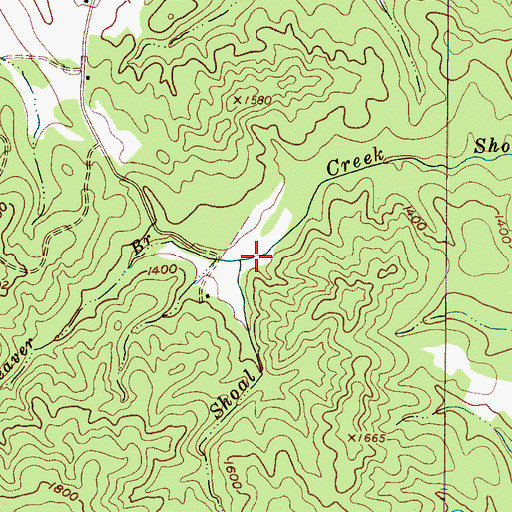 Topographic Map of Weaver Branch, NC
