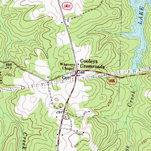 Topographic Map of Weaver Chapel, NC