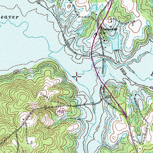 Topographic Map of Weaver Creek, NC