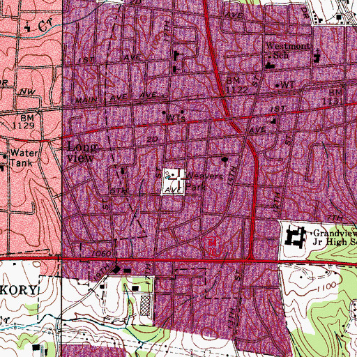 Topographic Map of Weavers Avenue Park, NC
