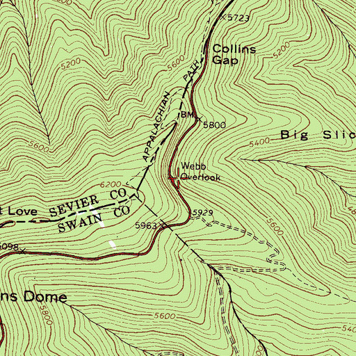Topographic Map of Webb Overlook, NC
