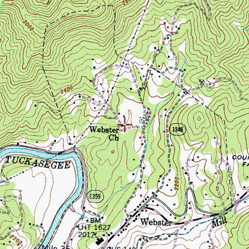 Topographic Map of Webster Church, NC