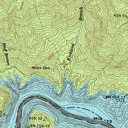 Topographic Map of Welch - Kirkland Cemetery, NC