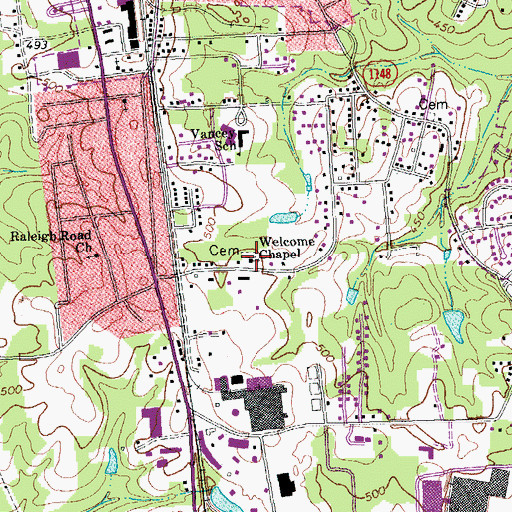 Topographic Map of Welcome Chapel, NC