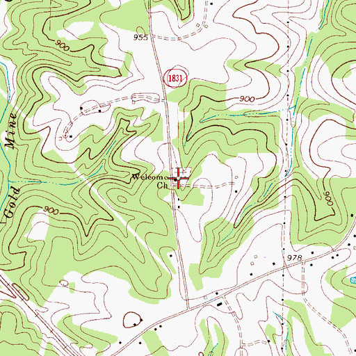 Topographic Map of Welcome Church, NC