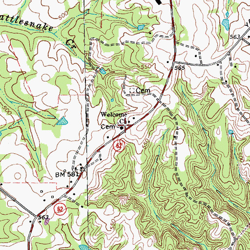 Topographic Map of Welcome Church, NC