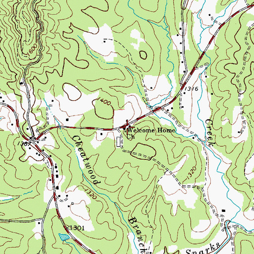 Topographic Map of Welcome Home Church, NC
