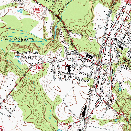 Topographic Map of Weldon High School, NC