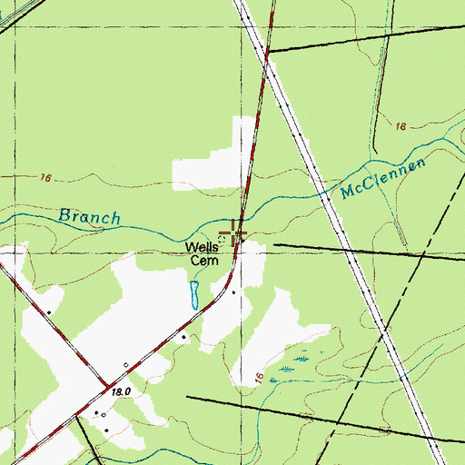 Topographic Map of Wells Cemetery, NC