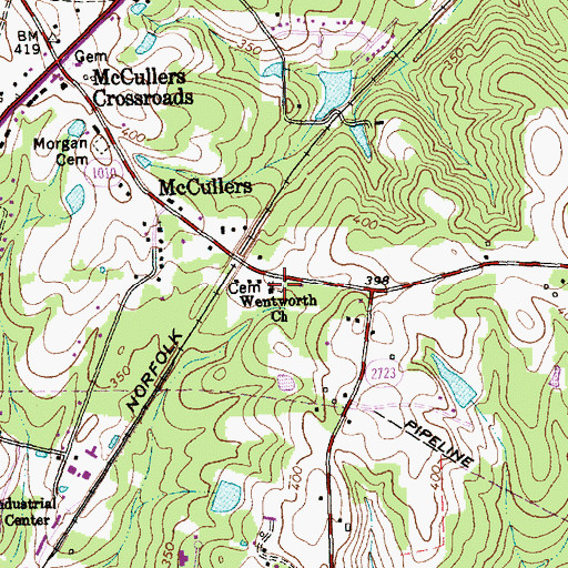Topographic Map of Wentworth Church, NC