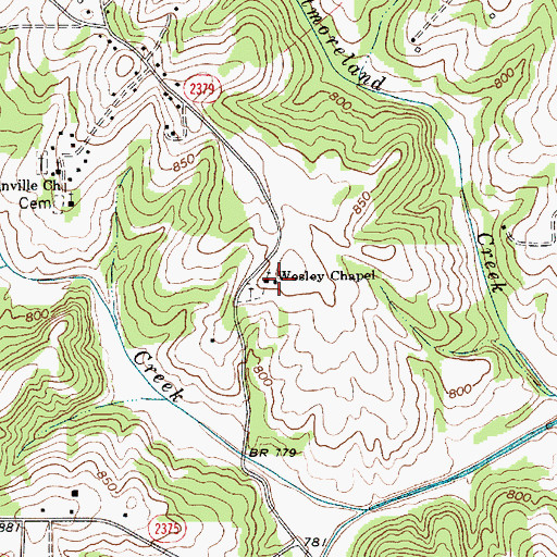 Topographic Map of Wesley Chapel, NC