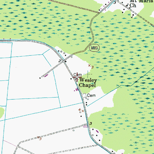 Topographic Map of Wesley Chapel, NC