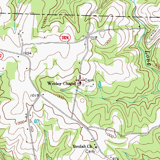 Topographic Map of Wesley Chapel Methodist Church, NC
