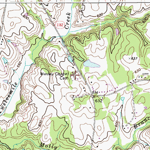 Topographic Map of Wesley Chapel Cemetery, NC