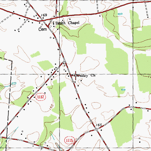 Topographic Map of Wesley Church, NC