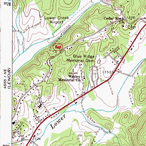 Topographic Map of Wesley Memorial Church, NC