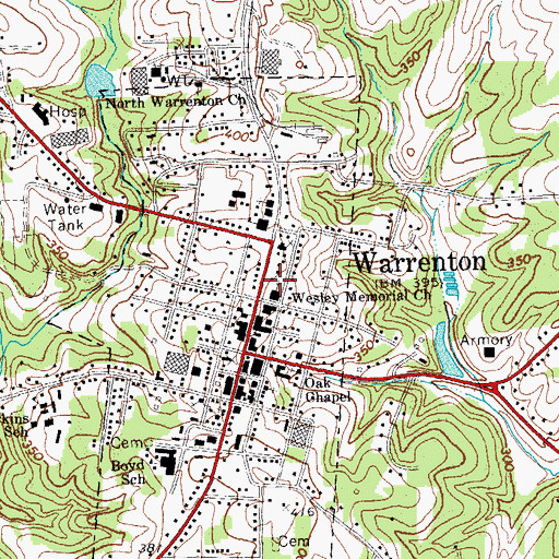 Topographic Map of Wesley Memorial Church, NC