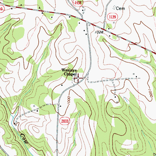 Topographic Map of Wesleys Chapel, NC