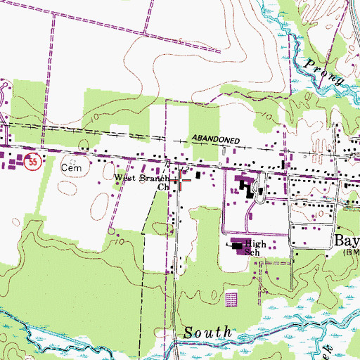 Topographic Map of West Branch Church, NC