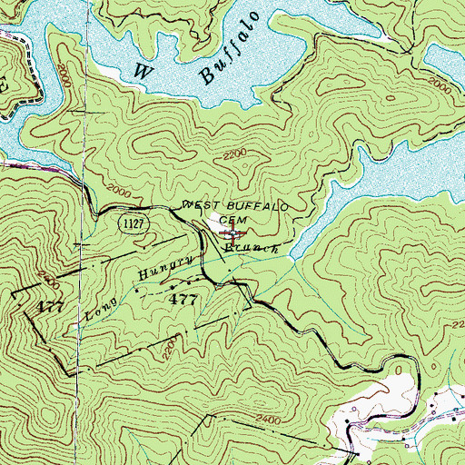 Topographic Map of West Buffalo Cemetery, NC