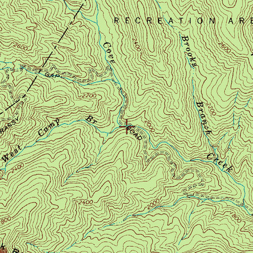 Topographic Map of West Camp Branch, NC