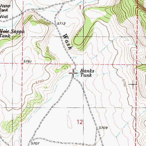 Topographic Map of Banks Tank, AZ