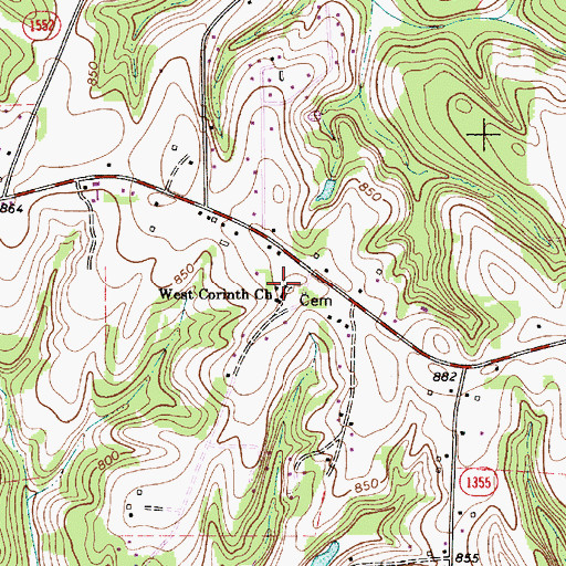 Topographic Map of West Corinth Church, NC