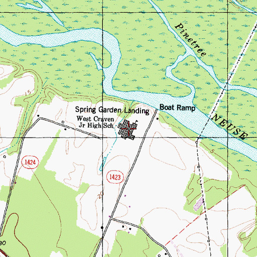 Topographic Map of West Craven Junior High School, NC